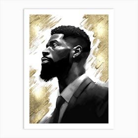 Black Man with Gold Abstract 4 Art Print