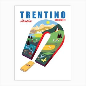 Trentino, Dolomiti in Horseshoe Collage, Italy Art Print