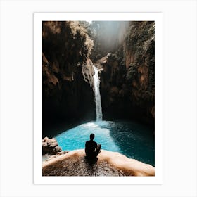 Waterfall In A Cave Art Print