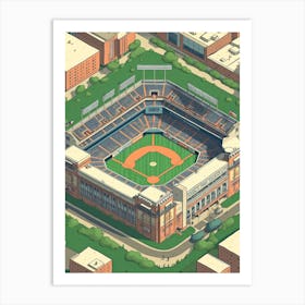 Wrigley Field Stadium Travel Illustration 1 Art Print