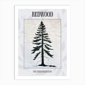 Redwood Tree Simple Geometric Nature Stencil 3 Poster Art Print