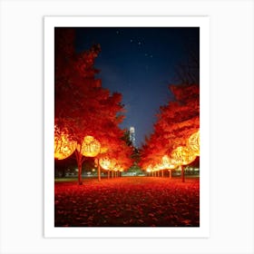 A Visual Representation Of An Autumn Themed Generative Light Decoration Celebrating Thanksgiving I 1 Art Print