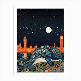 Whale At Night In London Art Print