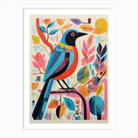 Colourful Scandi Bird Finch 2 Art Print