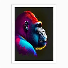Side Profile Portrait Of A Gorilla Gorillas Tattoo 1 Art Print