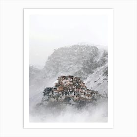 Mysterious Abandoned Village In The Mountains, Oil Painting Art Print