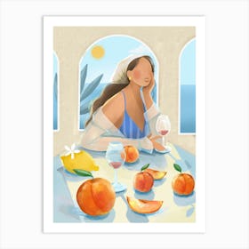 Girl with Peaches Art Print