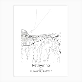 Rethymno,Greece Minimalist Map Art Print