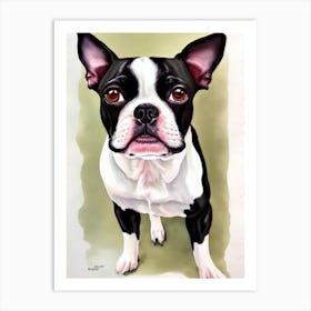 Boston Terrier 4 Watercolour Dog Art Print