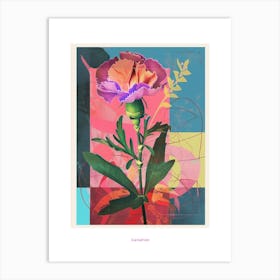 Carnation8 Neon Flower Collage Poster Art Print