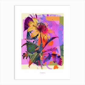 Cineraria 7 Neon Flower Collage Poster Art Print