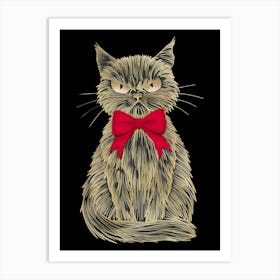 Cat With A Red Bow Art Print