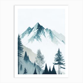 Mountain And Forest In Minimalist Watercolor Vertical Composition 328 Art Print