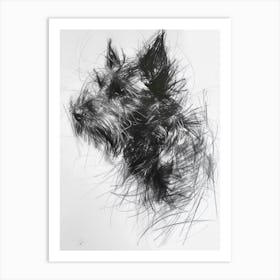 Australian Terrier Dog Charcoal Line 2 Art Print