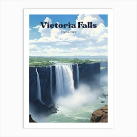 Victoria Falls Zimbabwe Beautiful Travel Illustration Art Print