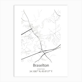 Braselton,United States Minimalist Map 1 Art Print