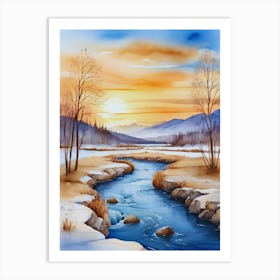 Sunset In The Mountains Art Print