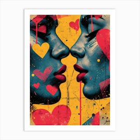 Kissing Lovers vibrant pop art Art Print