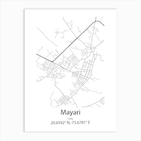 Mayari,Cuba Minimalist Map Art Print