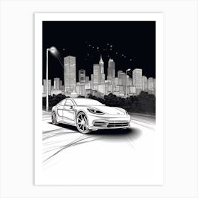 Tesla Model S City Drawing 6 Art Print