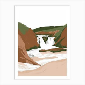 Waterfall In Iceland Art Print