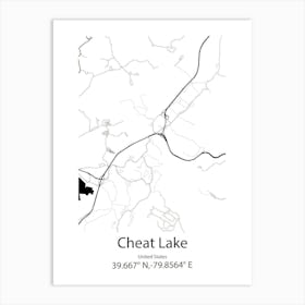 Cheat Lake,United States Minimalist Map Art Print