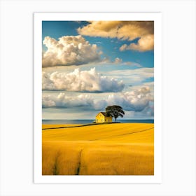 Yellow House In A Field Art Print