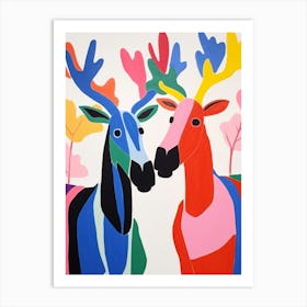Colourful Kids Animal Art Moose 2 Art Print