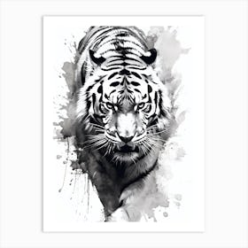 Black White Tiger Illustration Art Print