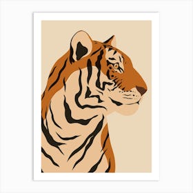 Jungle Safari Tiger on Cream Art Print
