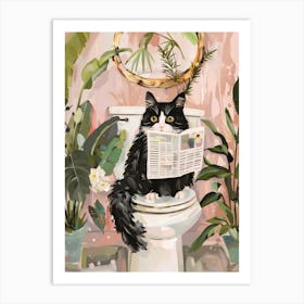 Cat On The Toilet Print Bathroom Print Cat Lover Gift Funny Bathroom, Housewarming Art Print