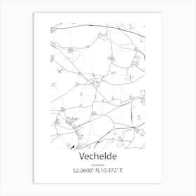 Vechelde,Germany Minimalist Map Art Print