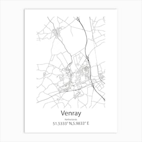 Venray,Netherlands Minimalist Map Art Print