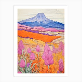 Popocatepetl Mexico 1 Colourful Mountain Illustration Art Print
