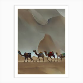 Camels In The Desert 9 Art Print