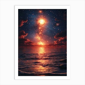 Galaxy Over The Ocean Art Print