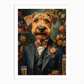 Classy Airedale At The Bar 7 Art Print