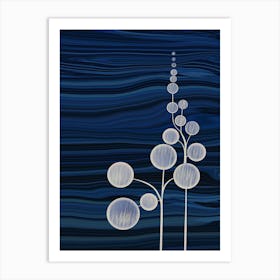 Minimalist Zen Tree Iridescent Blue Art Print