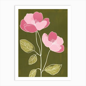 Pink & Green Rose 1 Art Print