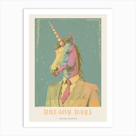 Pastel Unicorn In A Suit 4 Poster Art Print