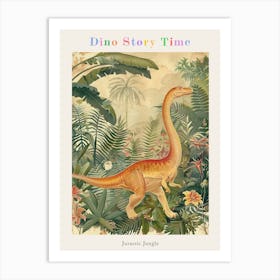Dinosaur Wandering Through The Jungle Vintage Illustration Poster Art Print
