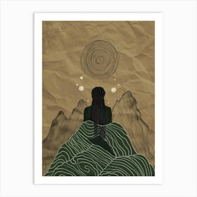 Woman In The Mountains 3 Art Print