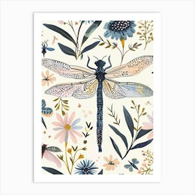 Colourful Insect Illustration Dragonfly 11 Art Print