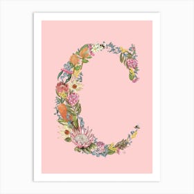 C Pink Alphabet Letter Art Print
