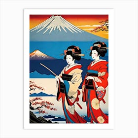 Two Geisha Women Art Print