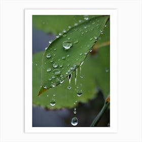 Raindrops On A Leaf Art Print