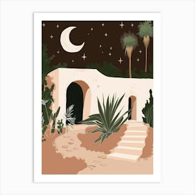 Desert House At Night Art Print