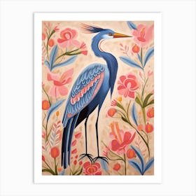 Pink Scandi Great Blue Heron 5 Art Print