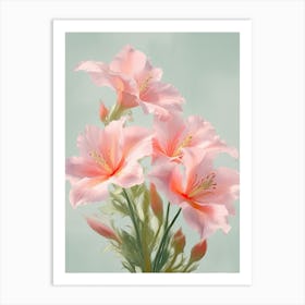 Lilies Flowers Acrylic Painting In Pastel Colours 2 Art Print