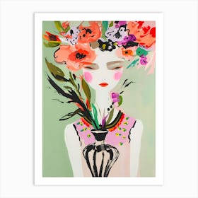 feminine floral lady Art Print